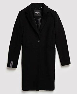 Superdry Ariana Wool Wollmantel Damen, Schwarz