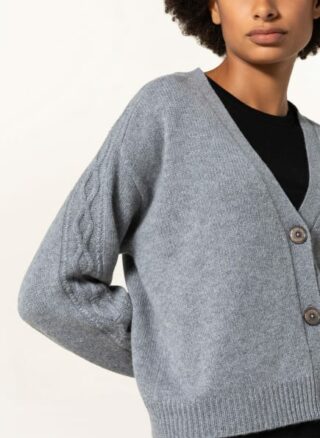 (THE MERCER) N.Y. Cashmere-Strickjacke Damen, Grau