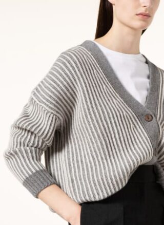 (THE MERCER) N.Y. Cashmere-Strickjacke Damen, Grau