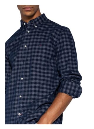 Tommy Hilfiger Gingham Cordhemd Herren, Blau