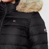 Tommy Jeans Tjw Essential Hooded Steppmantel Damen, Schwarz
