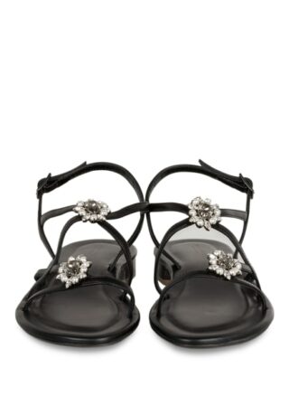 VIAMERCANTI Eolie Riemchensandalen Damen, Schwarz