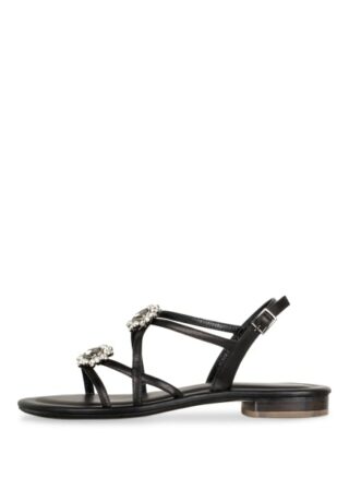 VIAMERCANTI Eolie Riemchensandalen Damen, Schwarz