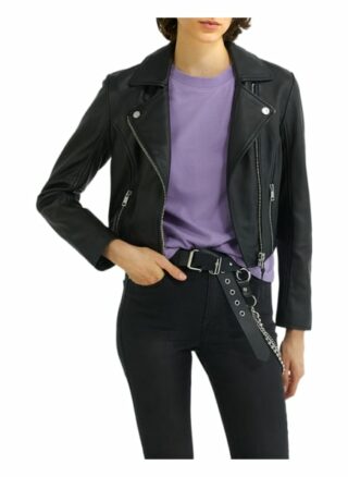 YOUNG POETS SOCIETY Emma Soft Cropped 214 Regular Fit Lederjacke Damen, Schwarz