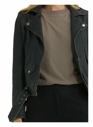 YOUNG POETS SOCIETY Emma Stone Wash 214 Regular Fit Biker Lederjacke Damen, Schwarz