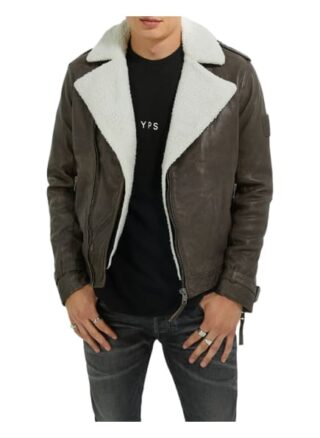 YOUNG POETS SOCIETY Jax Veg Sherpa 214 Lederjacke Herren, Braun