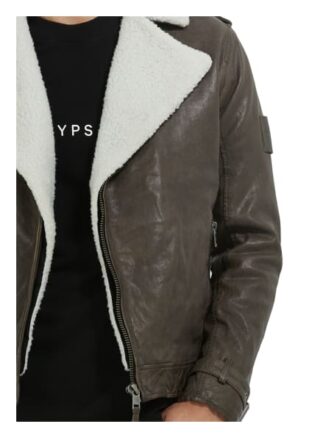 YOUNG POETS SOCIETY Jax Veg Sherpa 214 Lederjacke Herren, Braun