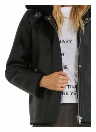 YOUNG POETS SOCIETY Liora Shearling 214 Regular Fit Lammfelljacke Damen, Schwarz