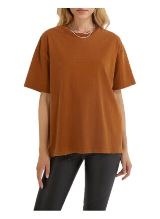 YOUNG POETS SOCIETY Pria Cotton 214 Boxy Fit T-Shirts Damen, Braun