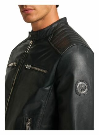 carlo colucci Bento Lederjacke Herren, Grau