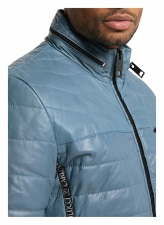 carlo colucci Gulf Lederjacke Herren, Blau