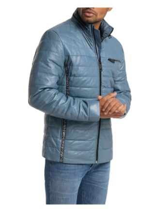 carlo colucci Gulf Lederjacke Herren, Blau