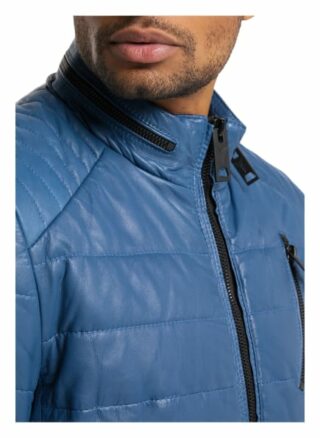 carlo colucci Lukas Lederjacke Herren, Blau