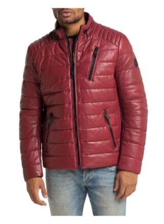 carlo colucci Lukas Lederjacke Herren, Rot
