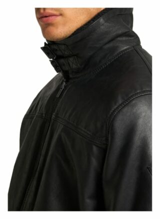 carlo colucci b72 Lederjacke Herren, Schwarz