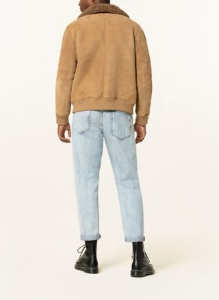 closed Lederblouson Herren, Braun