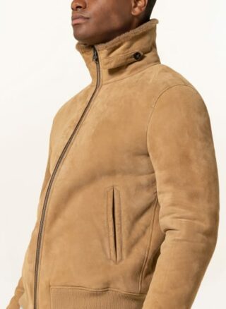 closed Lederblouson Herren, Braun