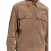 closed Lederjacke Herren, Braun