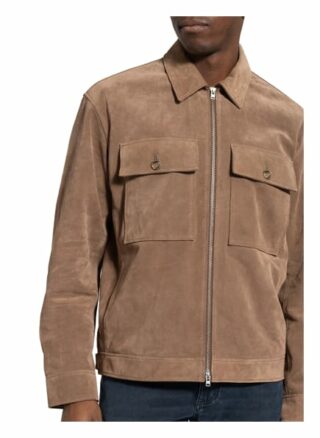 closed Lederjacke Herren, Braun