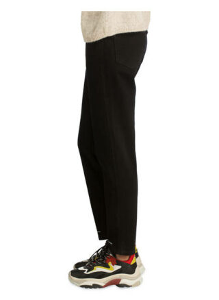 closed Pedal Pusher 7/8-Karottenjeans Damen, Schwarz
