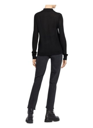 closed Strick-Poloshirt Damen, Schwarz