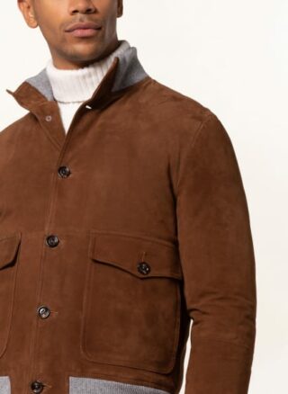 eleventy Lederjacke Herren, Braun