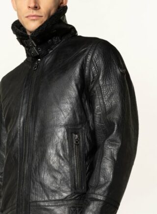 gipsy Gmairforce Lederjacke Herren, Schwarz