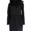 kkdafis Fellmantel Damen, Schwarz