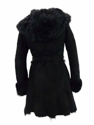 kkdafis Fellmantel Damen, Schwarz
