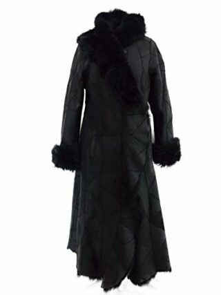 kkdafis Fellmantel Damen, Schwarz