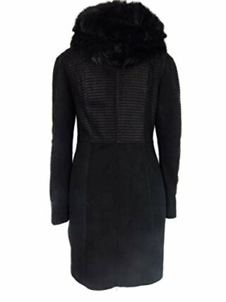 kkdafis Fellmantel Damen, Schwarz