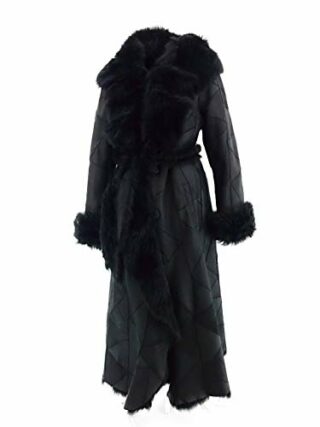 kkdafis Fellmantel Damen, Schwarz