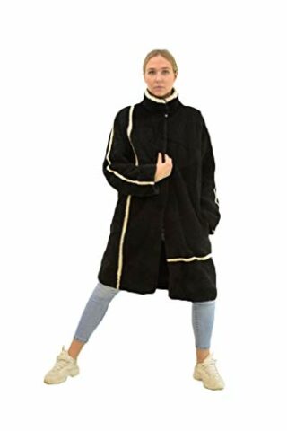kkdafis Ledermantel Damen, Schwarz