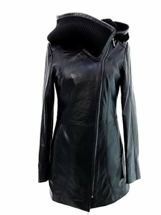 kkdafis Ledermantel Damen, Schwarz