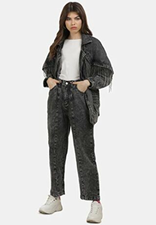 myMo 12316554 Jeansjacke Damen, Schwarz
