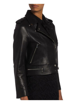 sandro Lederjacke Damen, Schwarz