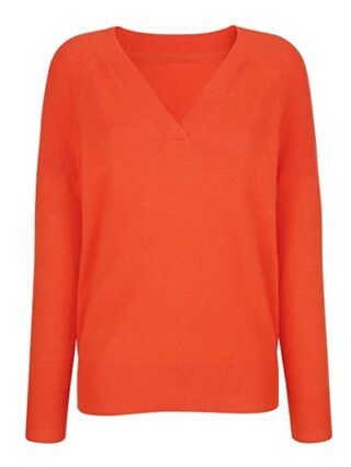 Alba Moda V-Ausschnitt Kaschmir Pullover Damen, Orange