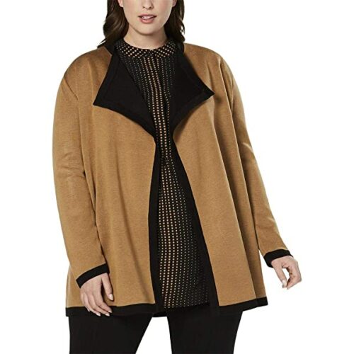 Anne Klein Plus Double Knit Strickjacke Damen, Beige