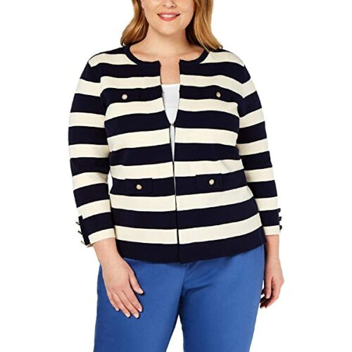 Anne Klein Plus Four Pocket Strickjacke Damen, Blau