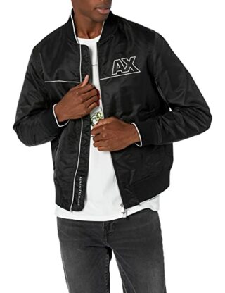 Armani Exchange Full Zip Bomberjacke Herren, Schwarz