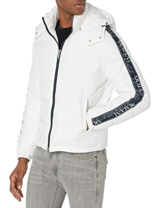 Armani Exchange Hooded Puffer Daunenjacke Herren, Weiß