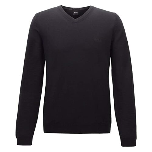 BOSS Baram-L V-Ausschnitt Pullover Herren, Schwarz