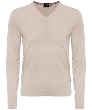 BOSS Gerion V-Ausschnitt Pullover Herren, Beige