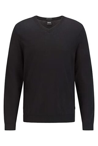 BOSS Melba-P V-Ausschnitt Pullover Herren, Schwarz