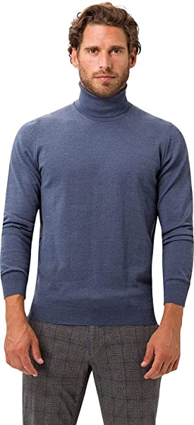 BRAX Brian Rollkragen Strickpullover Herren, Blau