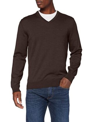 BRAX Vico V-Ausschnitt Pullover Herren, Braun