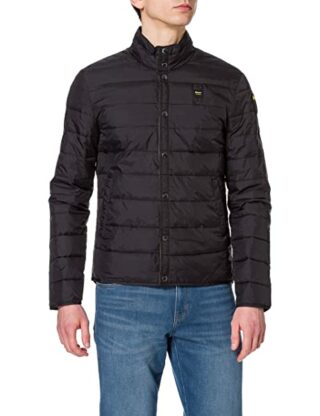 Blauer Giubbini Corti Imbottito Ovatta Steppjacke Herren, Schwarz