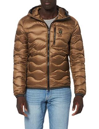 Blauer Giubbini Corti Imbottito Piuma Steppjacke Herren, Braun