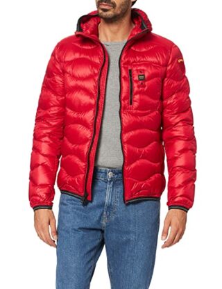 Blauer Giubbini Corti Imbottito Piuma Steppjacke Herren, Rot