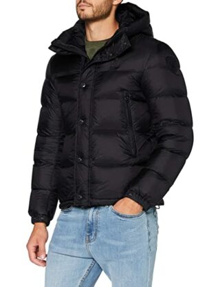 Blauer Giubbini Corti Imbottito Piuma Steppjacke Herren, Schwarz